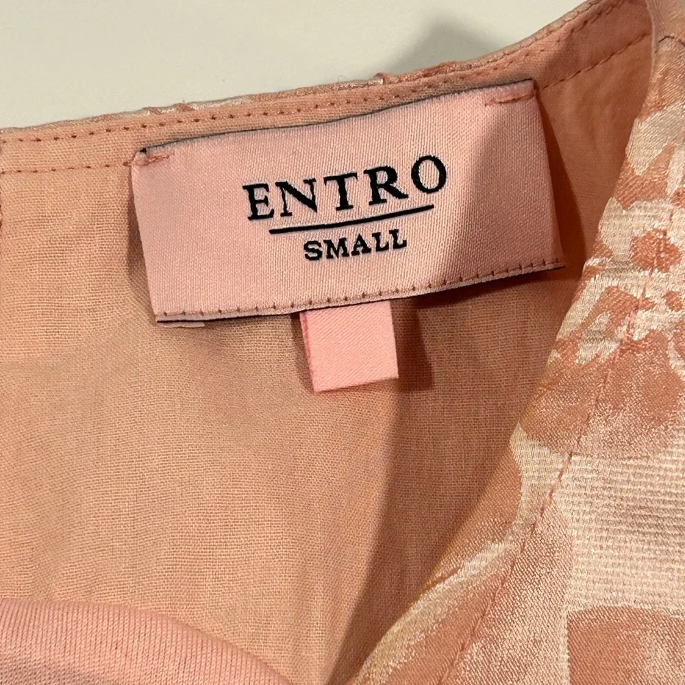 Entro Floral Dress Small Pink Jacquard Fit Flare Lined Sleeveless Boutique - Picture 4 of 12